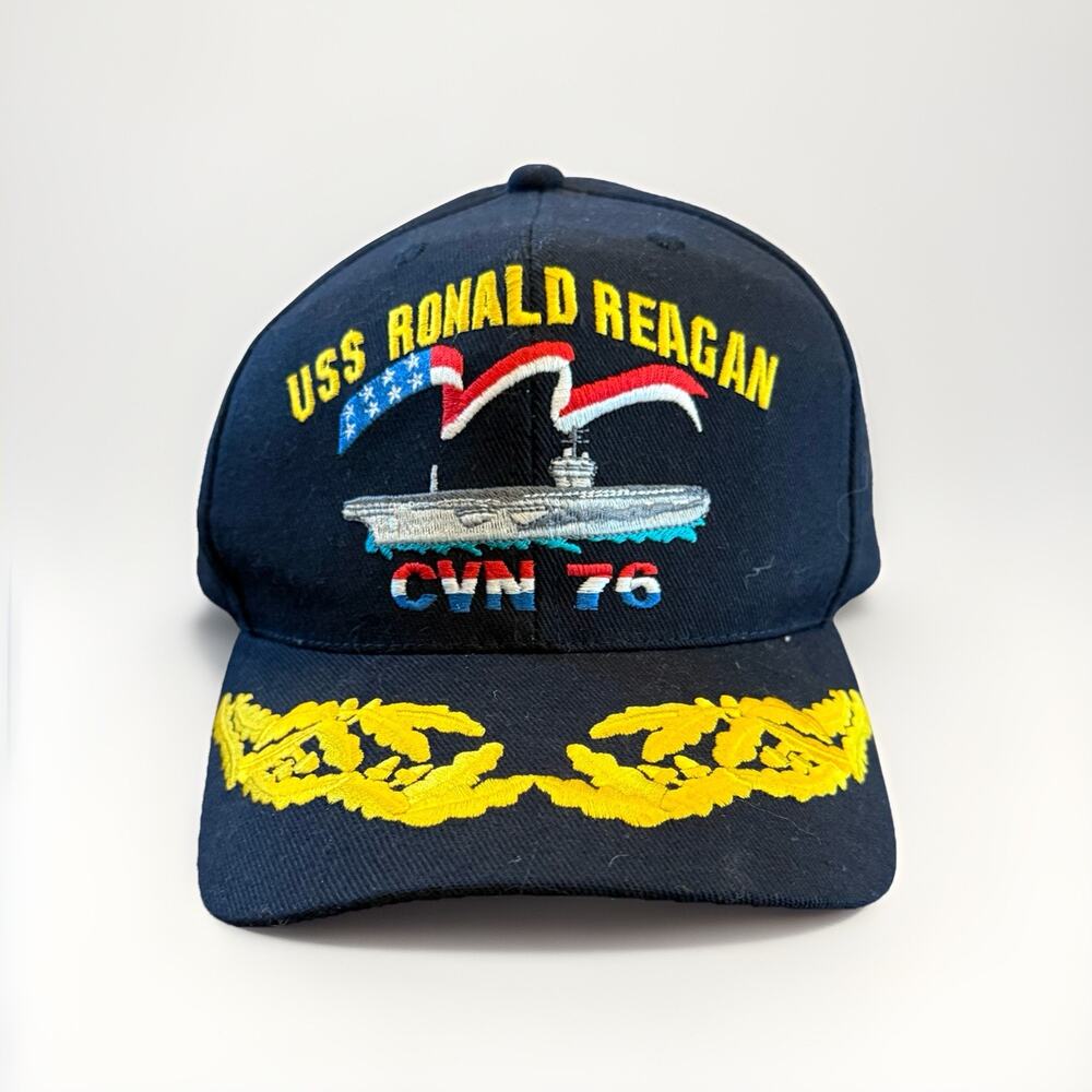 Vintage USS Ronald Reagan CVN 76 Mens Navy Embroidered SnapBack Hat Made in USA